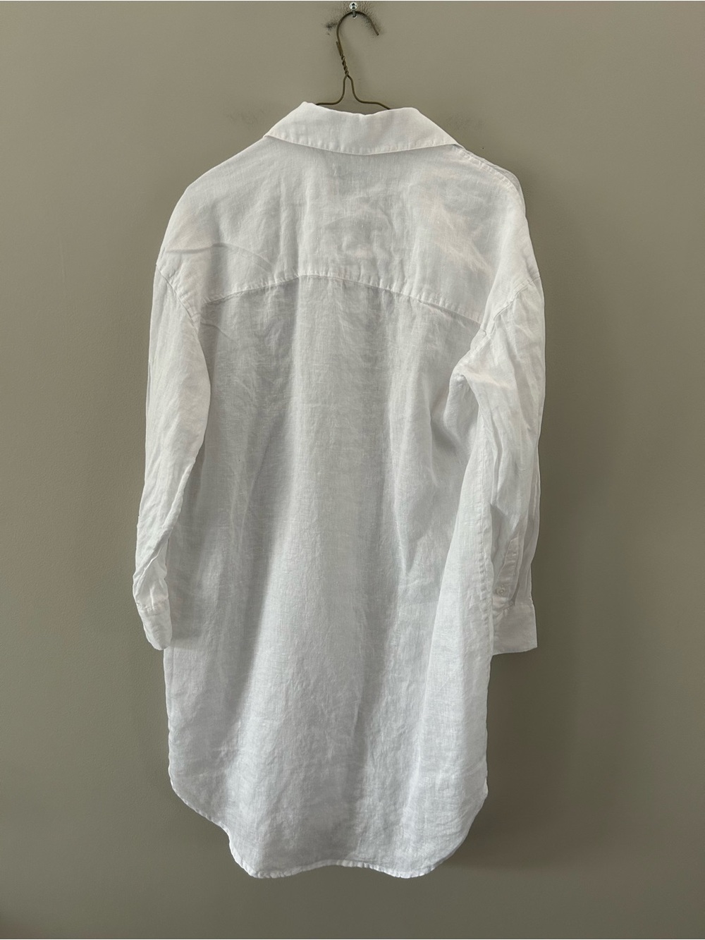 Roots White Linen Button-Front Relaxed Fit Shirt Dress - Picture 3 of 3